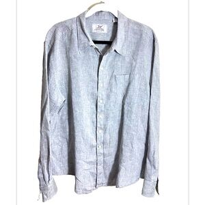 Madda fella key west 100% linen button down shirt gray casual Large